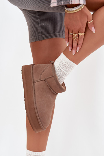 aus INildleder Schneestiefel Feminin mit einer Plattform Vinceza 97962 Beige