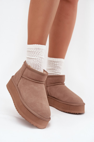 en daim Bottes de neige Féminin avec une plateforme Vinceza 97962 beige 2