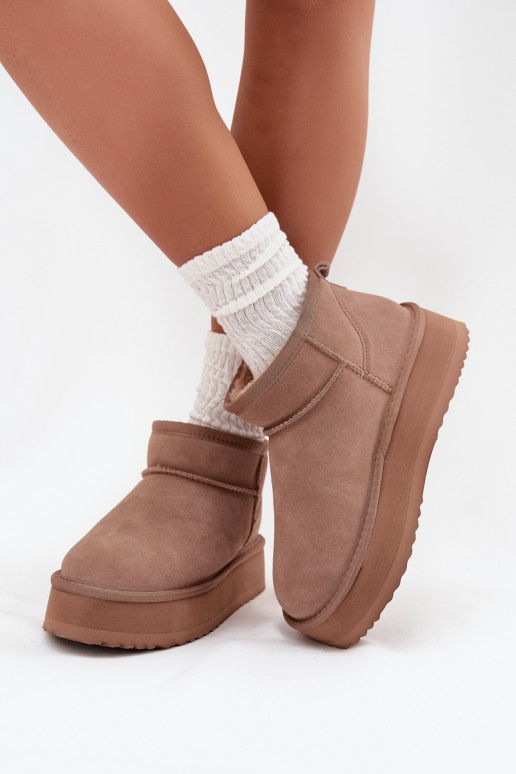 en daim Bottes de neige Féminin avec une plateforme Vinceza 97962 beige