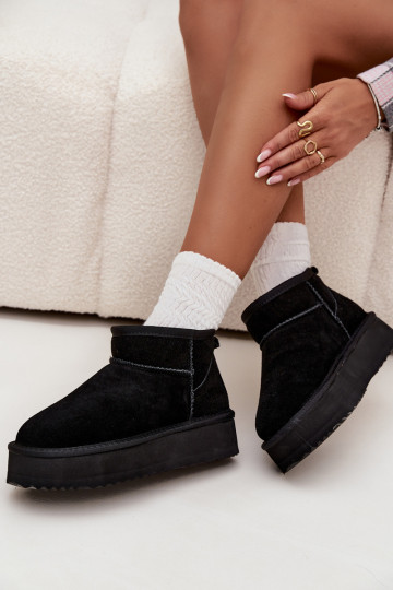 Suede dames sneeuwlaarzen met plateau Vinceza 97962 zwarte kleur