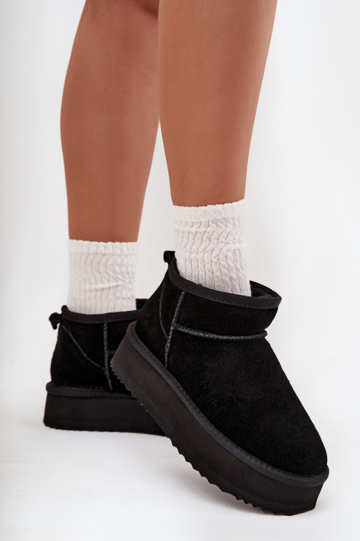 en daim Bottes de neige Féminin avec une plateforme Vinceza 97962 couleur noire