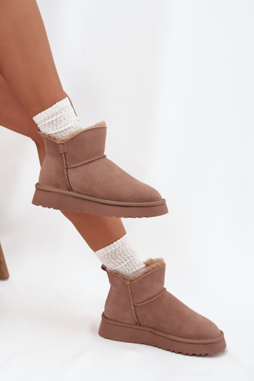 Bottes de neigeActivéturalnego en daimu réchauffer avec de la fourrure à l intérieur Vinceza 97961 beige