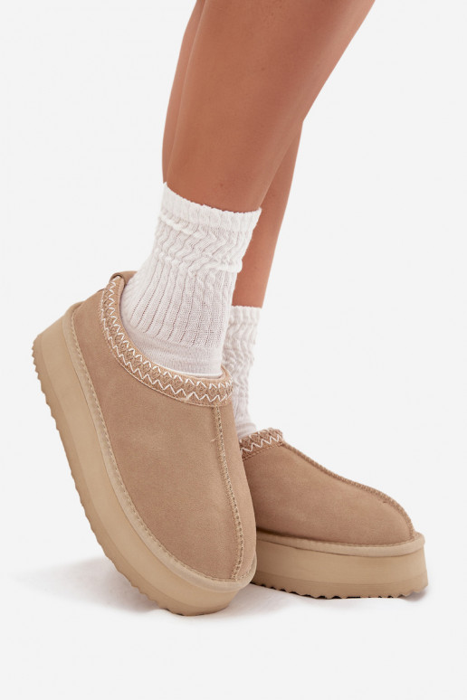 Faible en daim Bottes de neige FémininHaftem avec une plateforme Vinceza 97960 beige