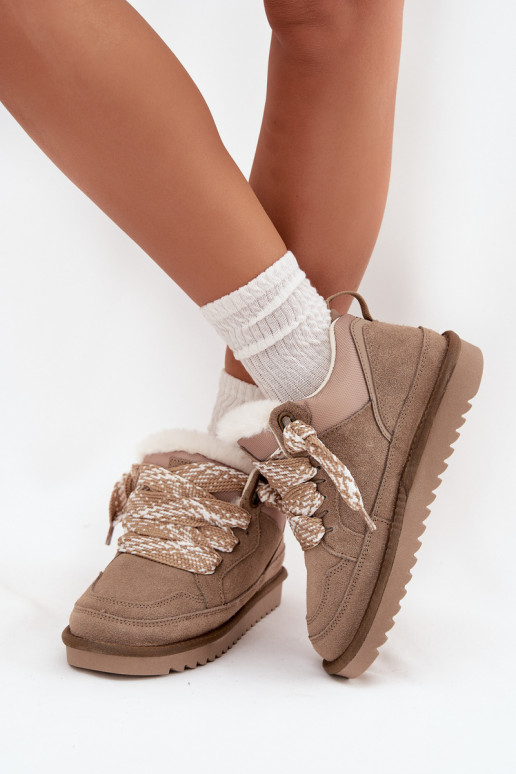 van suède SneeuIn laarzen Dames met bont I Grubym Vetersluitingm Vinceza 97963 beige van suède SneeuIn laarzen Dames met bont I Grubym Vetersluitingm Vinceza 97963 beige