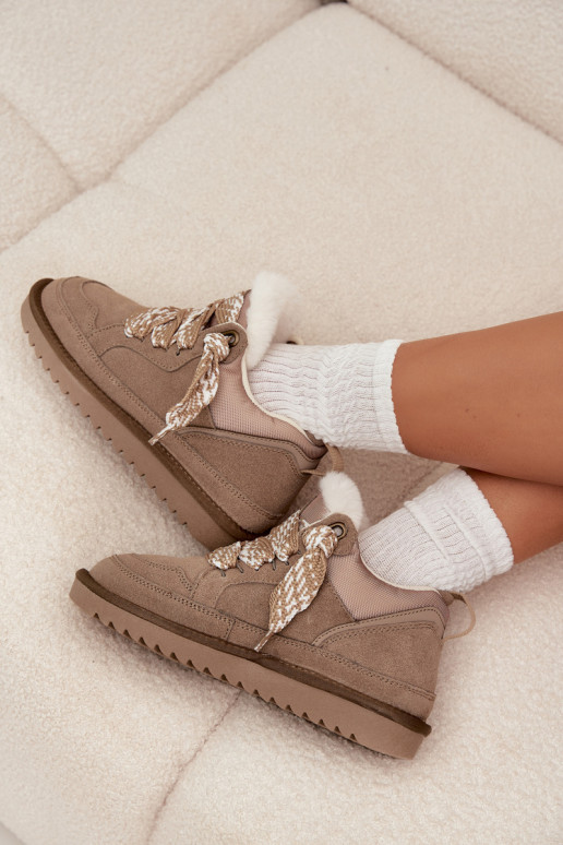 van suède SneeuIn laarzen Dames met bont I Grubym Vetersluitingm Vinceza 97963 beige van suède SneeuIn laarzen Dames met bont I Grubym Vetersluitingm Vinceza 97963 beige