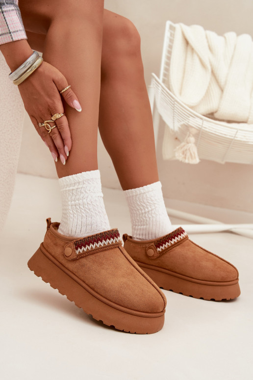 Bottes de neige Le bas des femmesRuchomym Bandesem I Haftem avec une plateforme marron Lyrisse Bottes de neige Le bas des femmesRuchomym Bandesem I Haftem avec une plateforme marron Lyrisse