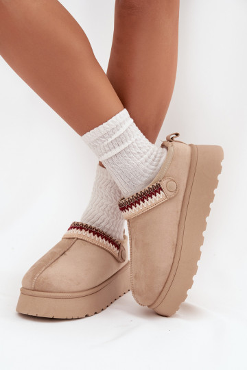 Schneestiefel DamentiefRuchomym Streifenem I Haftem mit einer Plattform elfenbeinfarbe Lyrisse