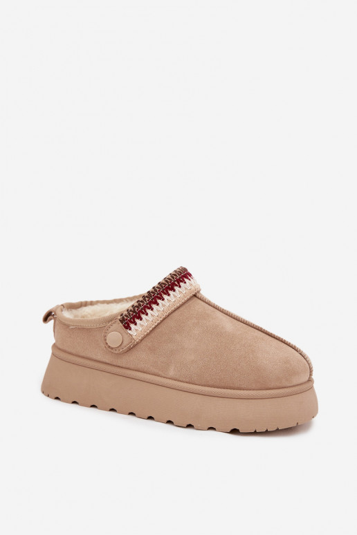 Schneestiefel DamentiefRuchomym Streifenem I Haftem mit einer Plattform elfenbeinfarbe Lyrisse