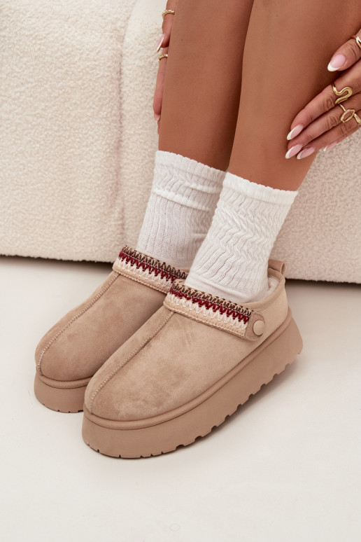 SneeuIn laarzen Dames laagRuchomym Strepenem I Haftem met platform ivoor Lyrisse