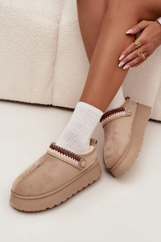 SneeuIn laarzen Dames laagRuchomym Strepenem I Haftem met platform ivoor Lyrisse