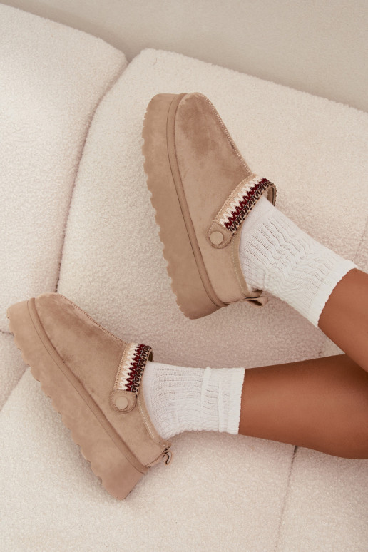 SneeuIn laarzen Dames laagRuchomym Strepenem I Haftem met platform ivoor Lyrisse