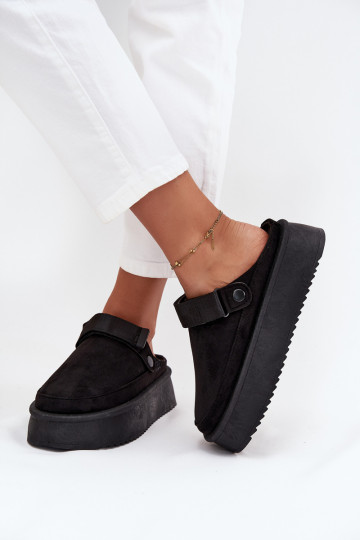 Schneestiefel Feminin mit einer Plattformmit Klebeverschlussem schZuarze Farbe Jorielle 2