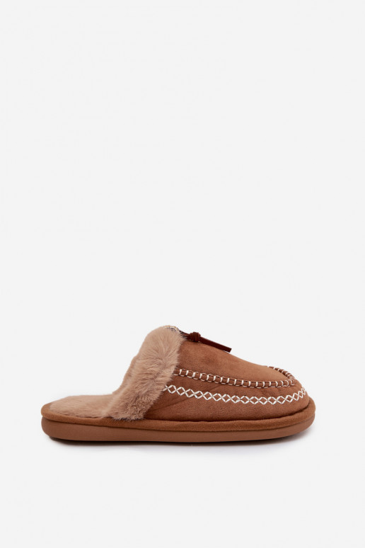 Chaussons Féminin avec un manteau de fourrure I Haftem marron Perivelle