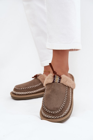 Slippers Dames met bont I Haftem groene kleur Perivelle 2