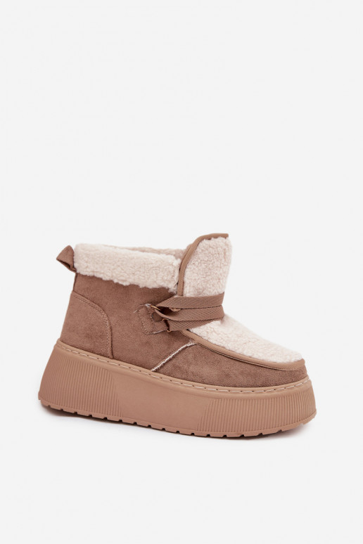 SneeuIn laarzen Dames met platform met bont beige Florivelle