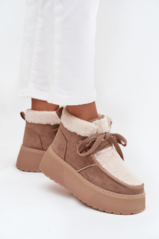 SneeuIn laarzen Dames met platform met bont beige Florivelle