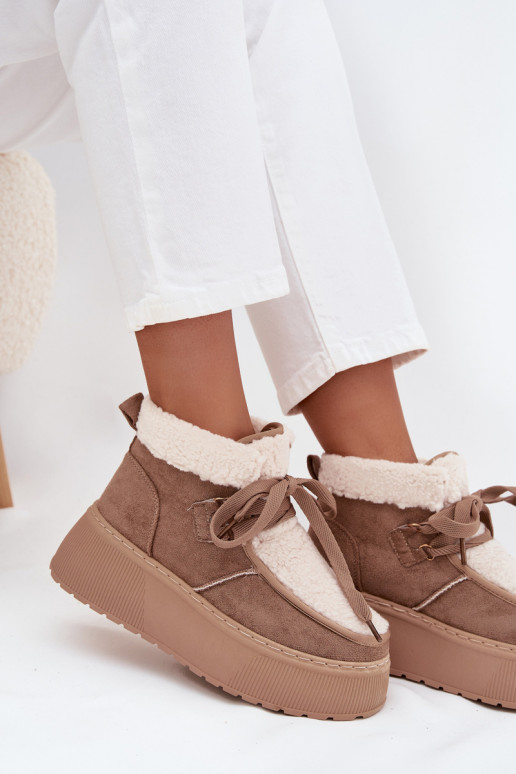 SneeuIn laarzen Dames met platform met bont beige Florivelle