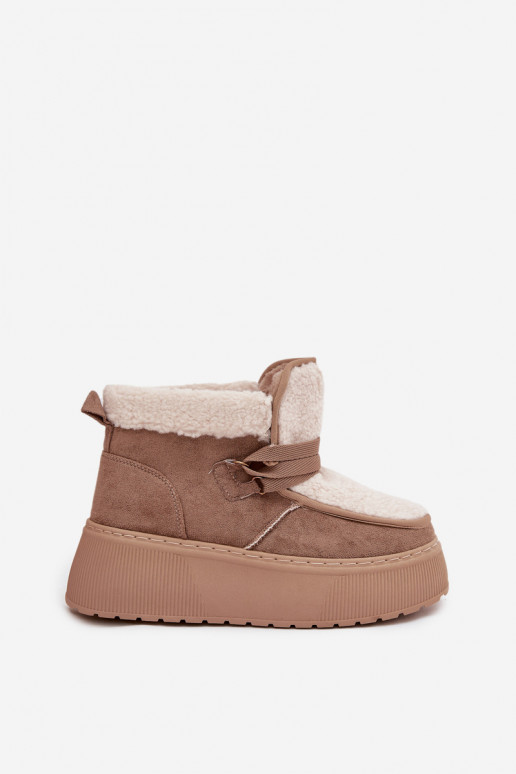 Bottes de neige Féminin avec une plateforme avec un manteau de fourrure beige Florivelle Bottes de neige Féminin avec une plateforme avec un manteau de fourrure beige Florivelle