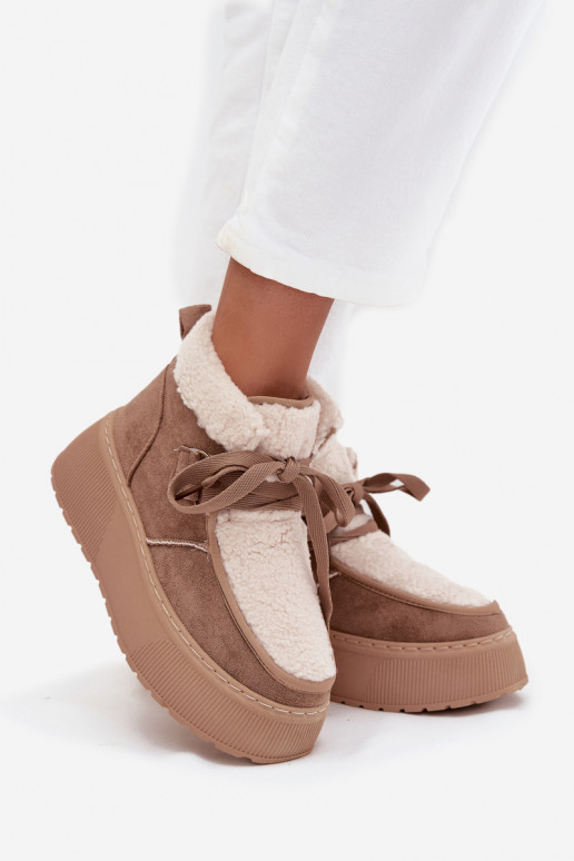 SneeuIn laarzen Dames met platform met bont beige Florivelle