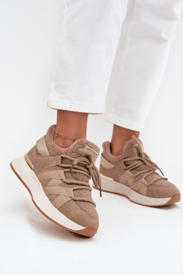 réchauffer Chaussures modèle baskets Féminin avec une plateforme beige Juvira