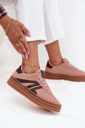 Velours Chaussures modèle baskets Féminin avec une plateforme couleur rose Skye