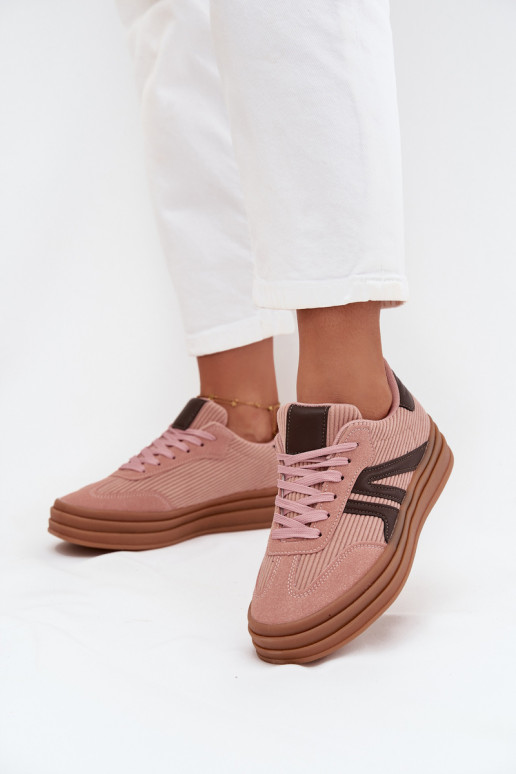 Velours Chaussures modèle baskets Féminin avec une plateforme couleur rose Skye