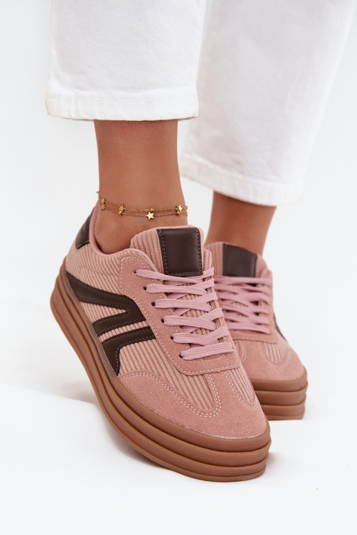 Flueel Sneakers model schoenen Dames met platform roze Skye