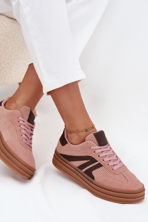 Velours Chaussures modèle baskets Féminin avec une plateforme couleur rose Skye