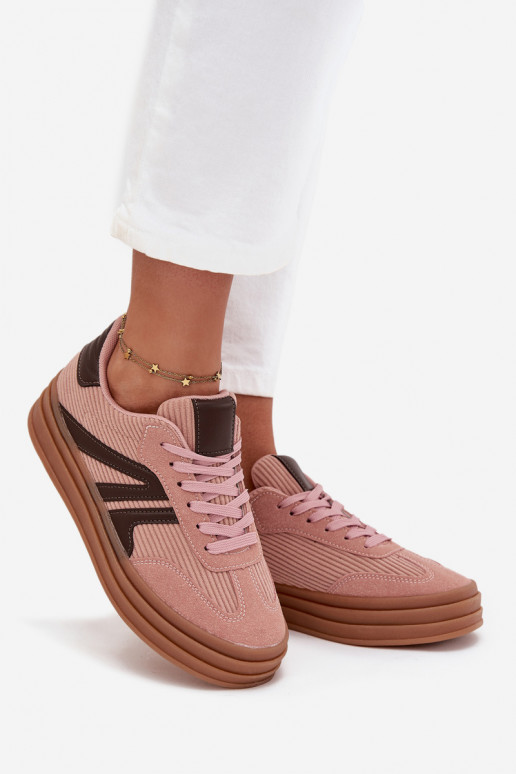 Flueel Sneakers model schoenen Dames met platform roze Skye