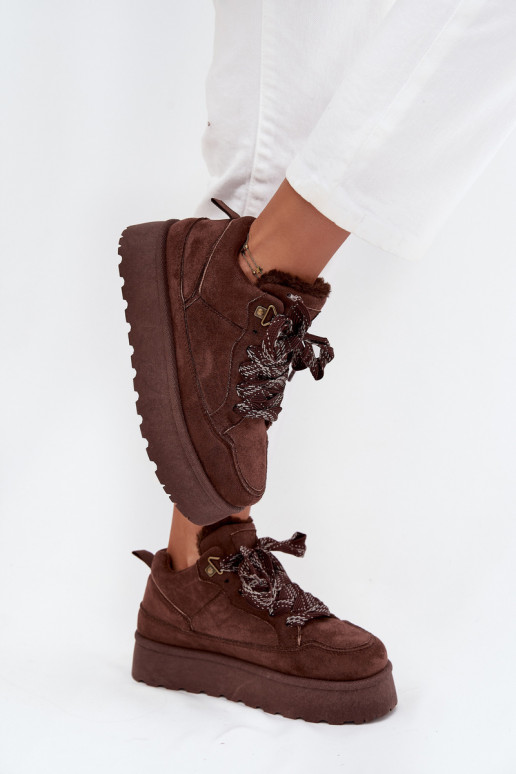 avec des lacets Bottes de neige Féminin avec une plateforme réchauffer avec de la fourrure à l intérieur marron Tavelle avec des lacets Bottes de neige Féminin avec une plateforme réchauffer avec de la fourrure à l intérieur marron Tavelle