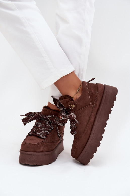 avec des lacets Bottes de neige Féminin avec une plateforme réchauffer avec de la fourrure à l intérieur marron Tavelle avec des lacets Bottes de neige Féminin avec une plateforme réchauffer avec de la fourrure à l intérieur marron Tavelle