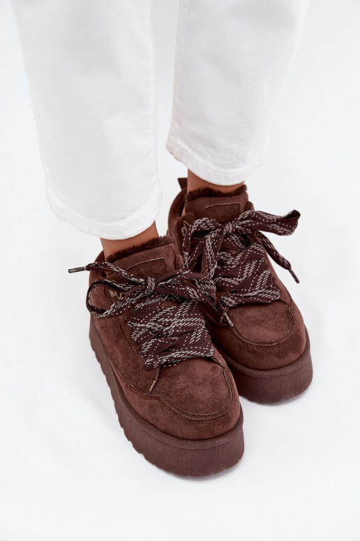 avec des lacets Bottes de neige Féminin avec une plateforme réchauffer avec de la fourrure à l intérieur marron Tavelle avec des lacets Bottes de neige Féminin avec une plateforme réchauffer avec de la fourrure à l intérieur marron Tavelle