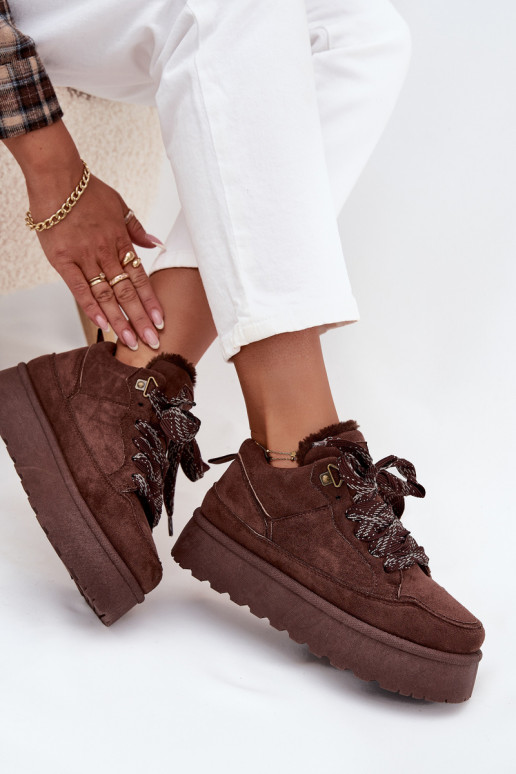 avec des lacets Bottes de neige Féminin avec une plateforme réchauffer avec de la fourrure à l intérieur marron Tavelle avec des lacets Bottes de neige Féminin avec une plateforme réchauffer avec de la fourrure à l intérieur marron Tavelle