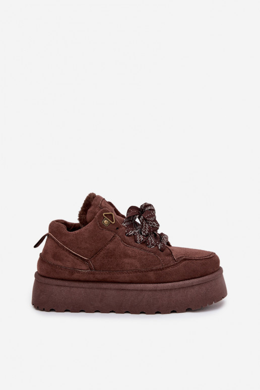 mit Schnürsenkeln Schneestiefel Feminin mit einer Plattform sich Zuarm laufen mit Fell innen braune Farbe Tavelle mit Schnürsenkeln Schneestiefel Feminin mit einer Plattform sich Zuarm laufen mit Fell innen braune Farbe Tavelle