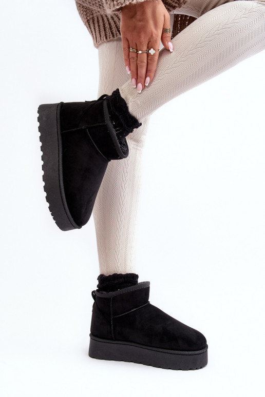 Bottes de neige Féminin avec une plateforme réchauffer avec de la fourrure à l intérieur couleur noire Xamella