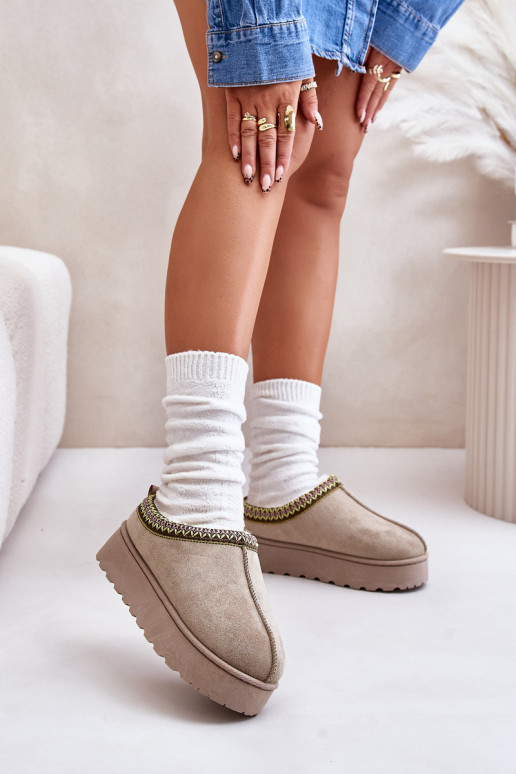 Bottes de neige Féminin avec une plateforme réchauffer avec de la fourrure à l intérieur couleur verte Remenia