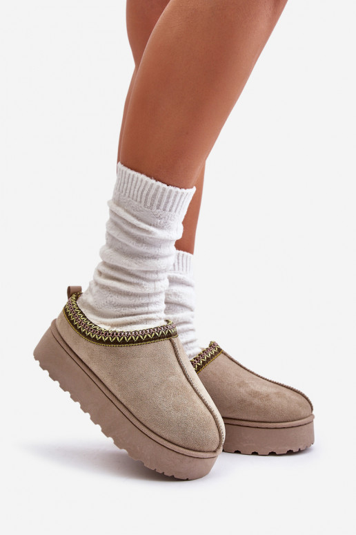 Bottes de neige Féminin avec une plateforme réchauffer avec de la fourrure à l intérieur couleur verte Remenia