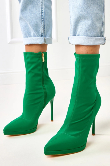 Bottines satinées vertes à...