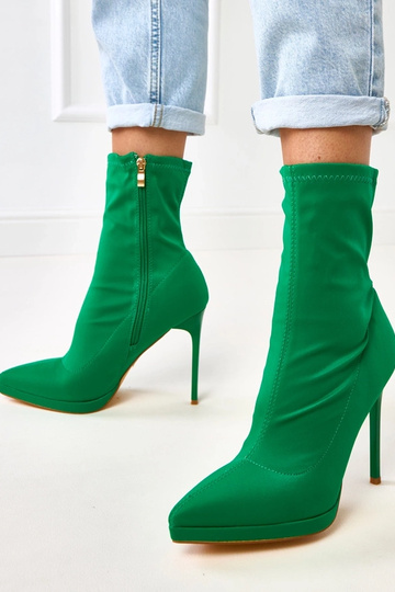 Bottines satinées vertes à talon haut « Jaime » 2