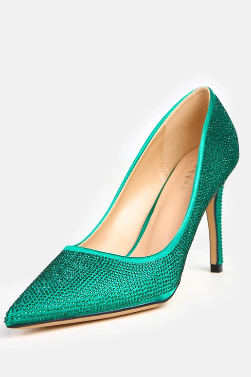 Grüne satinierte High Heels mit... Grüne satinierte High Heels mit...