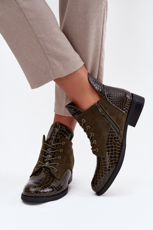 avec effet vernis Bottes pour femmes Avec des décorations Tłoczeniem réchauffer Vinceza 16477 couleur kaki avec effet vernis Bottes pour femmes Avec des décorations Tłoczeniem réchauffer Vinceza 16477 couleur kaki