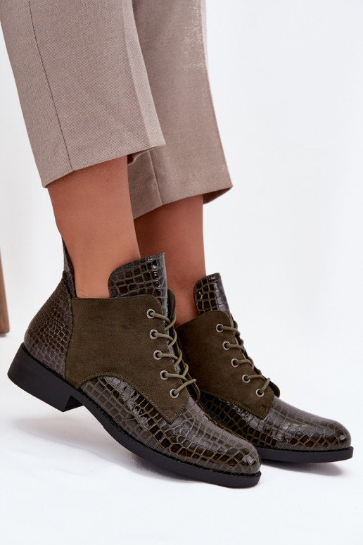 avec effet vernis Bottes pour femmes Avec des décorations Tłoczeniem réchauffer Vinceza 16477 couleur kaki avec effet vernis Bottes pour femmes Avec des décorations Tłoczeniem réchauffer Vinceza 16477 couleur kaki