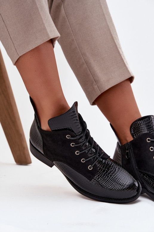 avec effet vernis Bottes pour femmes Avec des décorations Tłoczeniem réchauffer Vinceza 16477 couleur noire