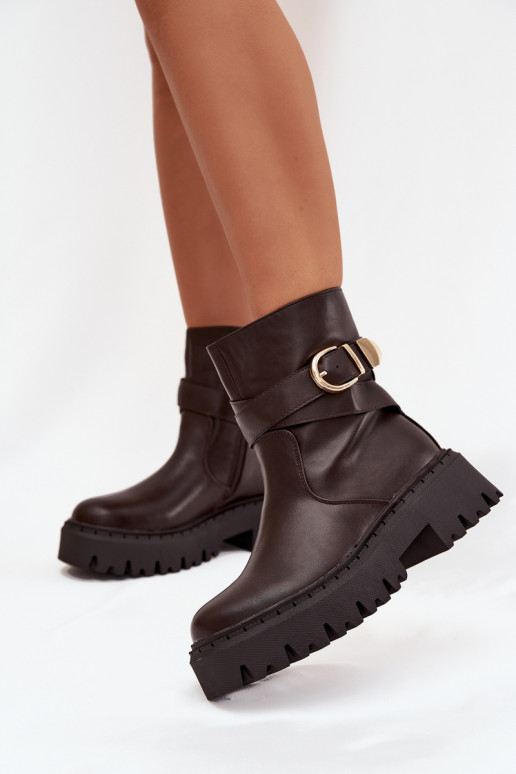 sich Zuarm laufen Damenstiefel mit goldenen Schnallen CzekoladoZue Elanore sich Zuarm laufen Damenstiefel mit goldenen Schnallen CzekoladoZue Elanore
