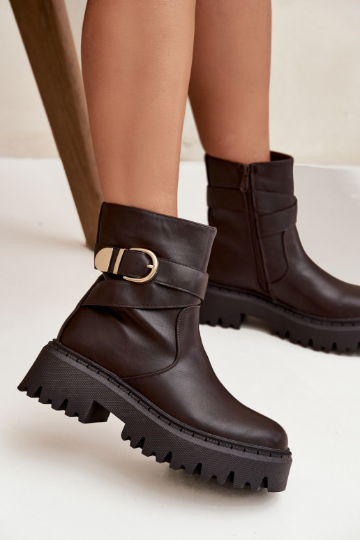 sich Zuarm laufen Damenstiefel mit goldenen Schnallen CzekoladoZue Elanore sich Zuarm laufen Damenstiefel mit goldenen Schnallen CzekoladoZue Elanore
