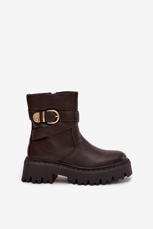 sich Zuarm laufen Damenstiefel mit goldenen Schnallen CzekoladoZue Elanore sich Zuarm laufen Damenstiefel mit goldenen Schnallen CzekoladoZue Elanore