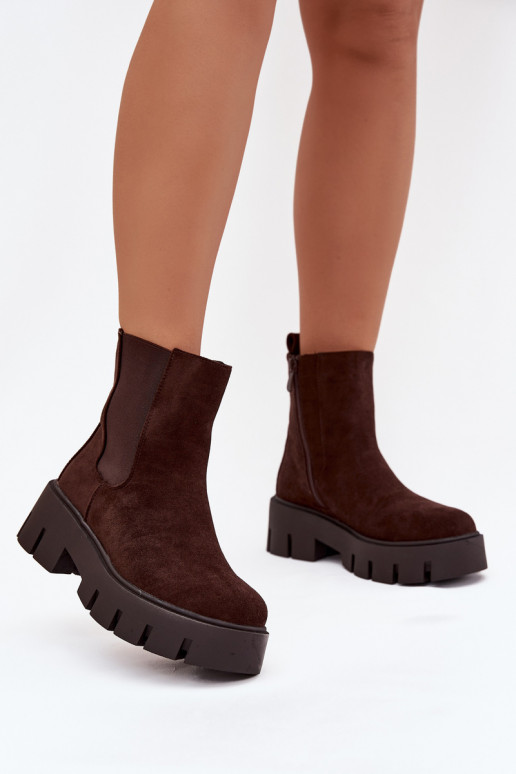 bottes élégantes Féminin réchauffer Au Château en daim écologiqueoÀe CzekoladoÀe Fivienne