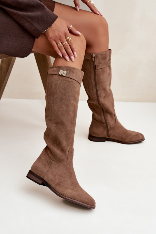 sich Zuarm laufen Damenstiefel mit breiten Absätzen mit Riemen I Silberfarbem Detalem Beige Geraline sich Zuarm laufen Damenstiefel mit breiten Absätzen mit Riemen I Silberfarbem Detalem Beige Geraline