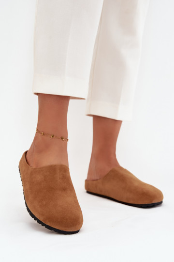 Slippers Klompen Dames met platform bruine kleur Sylviane