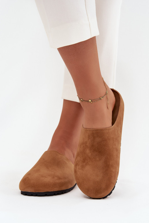 Slippers Klompen Dames met platform bruine kleur Sylviane Slippers Klompen Dames met platform bruine kleur Sylviane